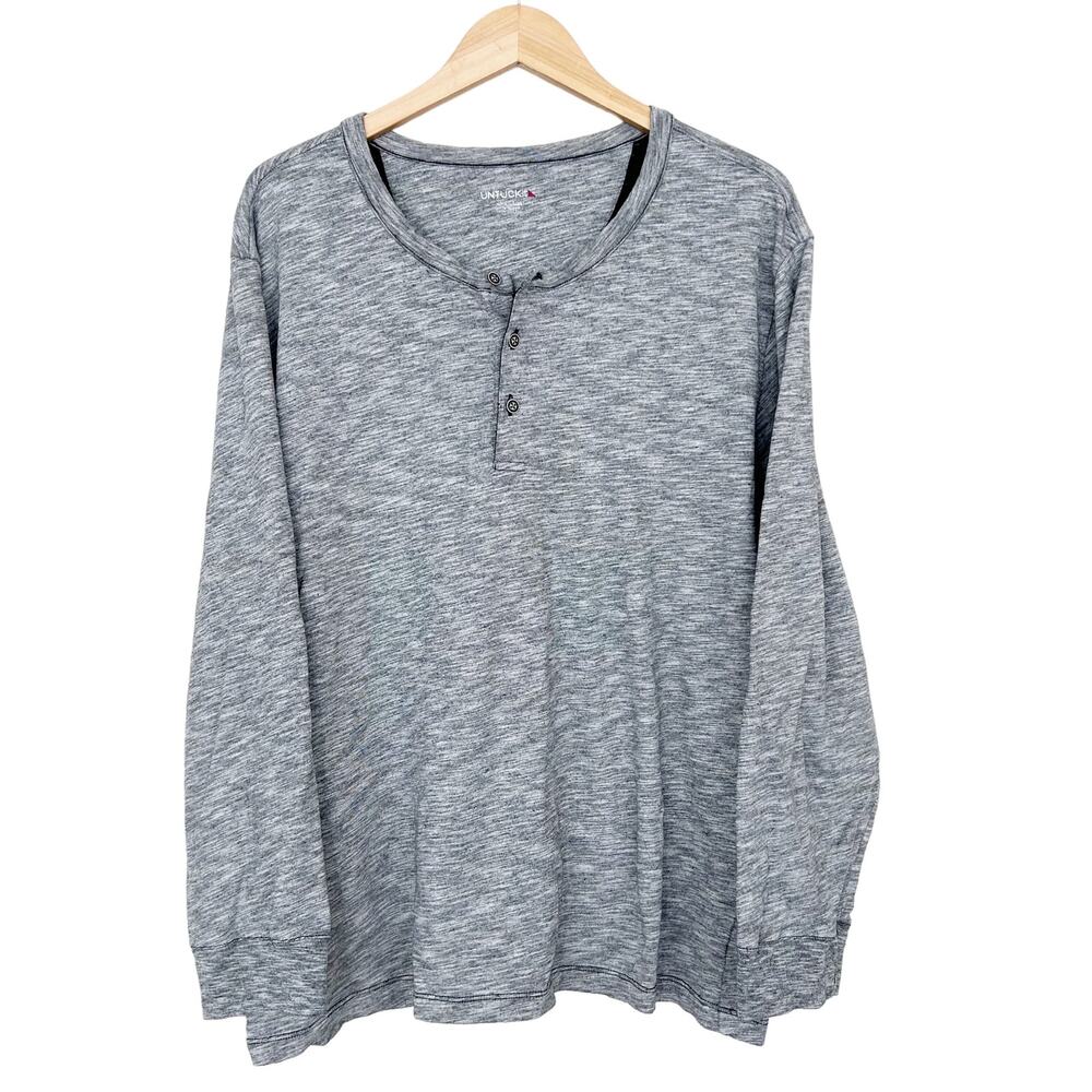 Untuckit Gray Henley Long Sleeve Shirt Sz XXL